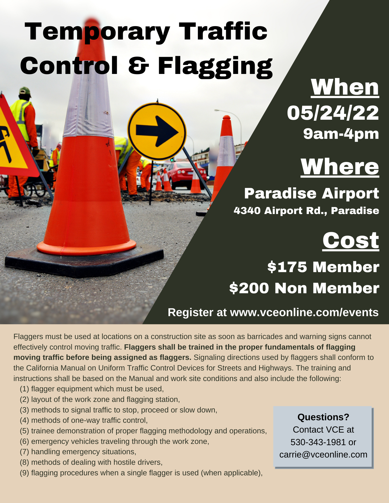 Temporary Traffic Control Flagging Certification Valley Contractors